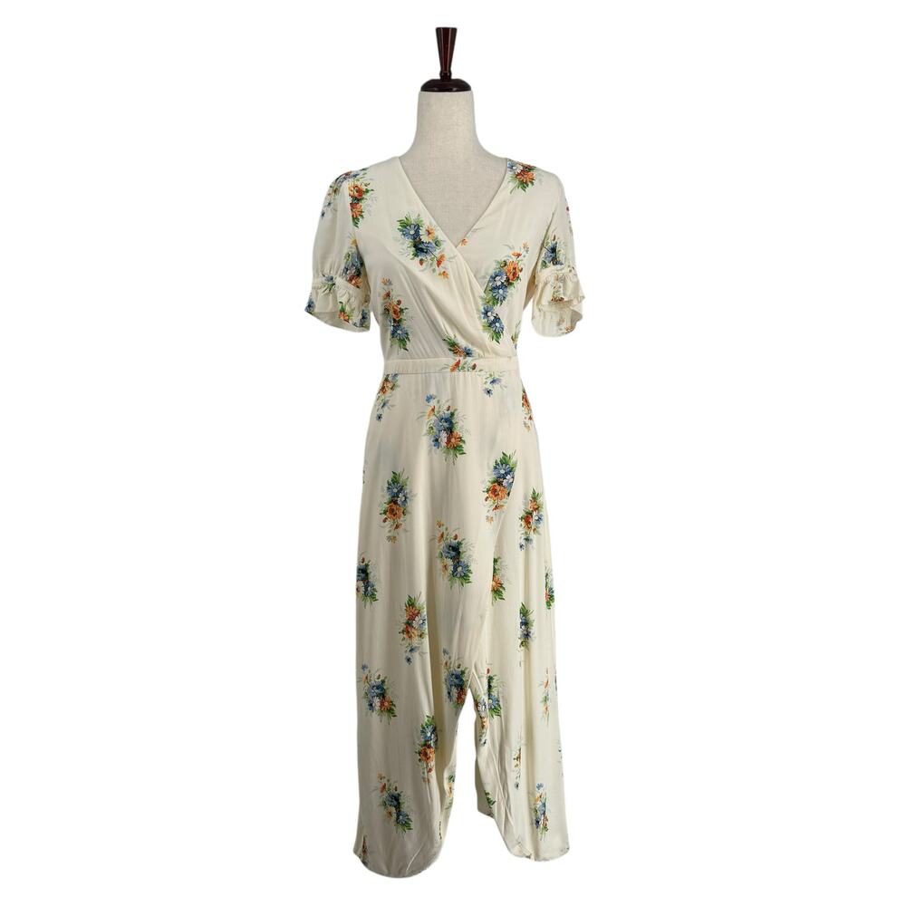 Madewell Ruffle Sleeve Faux Wrap Maxi Dress 2 Classic Corsage L3303 Cream Floral